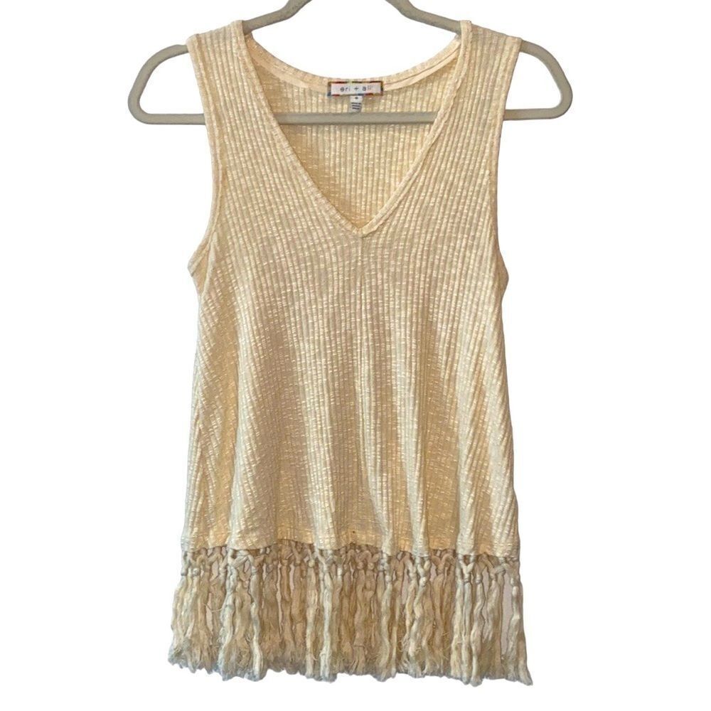 Anthropologie Eri + Ali Boho Fringe Stretch Tank Top​​​​​​​​​​​